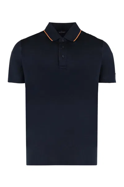 Paul & Shark Short Sleeve Cotton Polo Shirt In Blue
