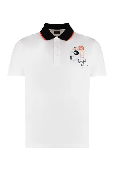 Paul & Shark Short Sleeve Cotton Polo Shirt In White
