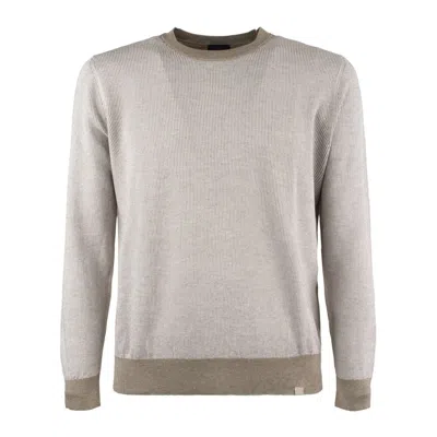 Paul & Shark Striped Cotton Cashmere Blend Sweater In White, Brown