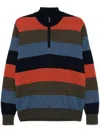 Paul & Shark Striped Half Zip Wool Sweater