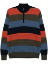 Paul & Shark Striped Half Zip Wool Sweater