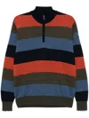 Paul & Shark Striped Half Zip Wool Sweater In Multicolour