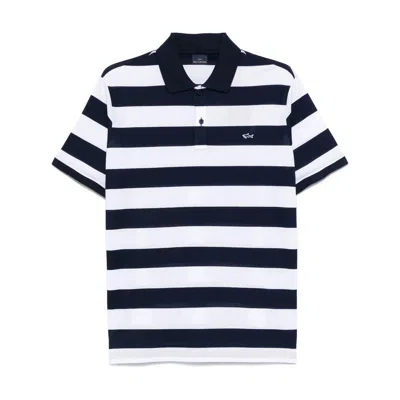 Paul & Shark Cotton Striped Polo Shirt Short Sleeves In Multi