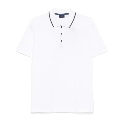 Paul & Shark Double Piqué Cotton Polo With Striped Details In White