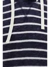 Paul & Shark Linen Hooded T-shirt Striped Pattern In Blu-bianco