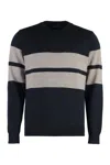 Paul & Shark Virgin Wool Crew-neck Sweater In Blue