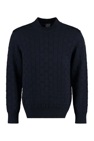 Paul & Shark Virgin Wool Crew-neck Sweater In Blue