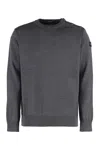 Paul & Shark Ribbed Crew-neck Wool Sweater With Shoulder Buttons In Grey