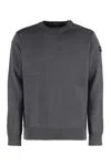 Paul & Shark Ribbed Crew-neck Wool Sweater With Shoulder Buttons In Grey
