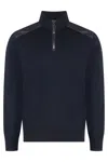 Paul & Shark Ribbed Wool Sweater With Shoulder Detail In Blue