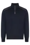 Paul & Shark Ribbed Wool Sweater With Shoulder Detail In Blue