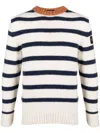 Paul & Shark Striped Crew-neck Wool-blend Sweater With Ribbed Knit
