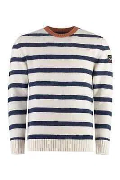 Pre-owned Paul & Shark Paul&shark Wool-blend Crew-neck Sweater In White