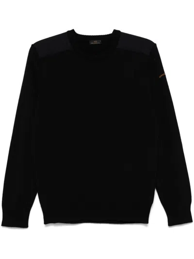 Paul & Shark Crew Neck Logo Patch Sweater In Black