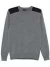 Paul & Shark Wool Crewneck Sweater Contrast Panels In Grey