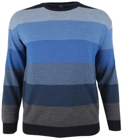 Pre-owned Paul & Shark Yachting Men's Pullover Sweater Jumper Size 2xl 100% Wool Striped In Blue