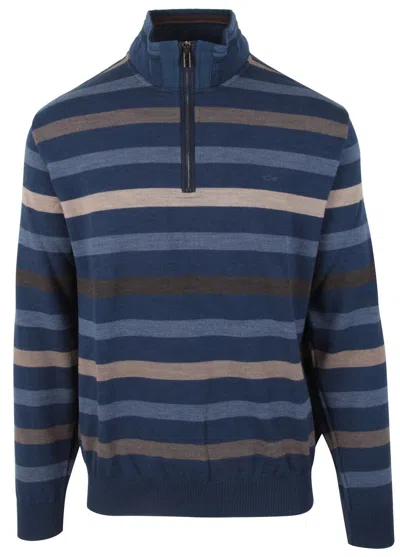 Pre-owned Paul & Shark Yachting Men's Pullover Sweater Jumper Troyer L 100% Wool Striped In Multicolor