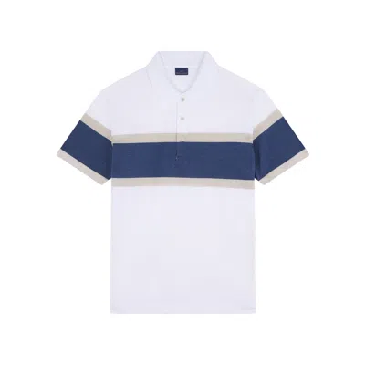 Paul & Shark Polo In Jersey Di Cotone Perlé Con Dettaglio Maxi Stripes In Bianco-beige-avio