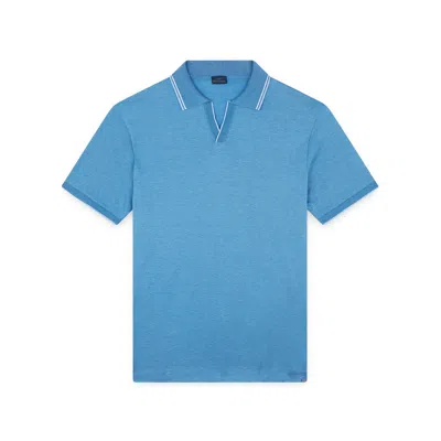 Paul & Shark Polo In Jersey Di Cotone Perlé Con Dettaglio A Righe In Denim Medio
