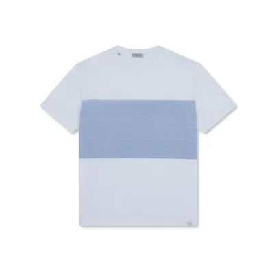 Paul & Shark T-shirt In Jersey Di Cotone Perlé Con Inserto In Bianco - Azzurro