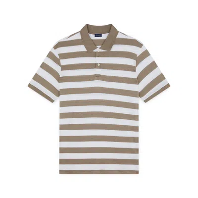 Paul & Shark Polo In Cotone E Seta Con Motivo A Righe In Beige - Bianco