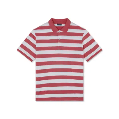 Paul & Shark Polo In Cotone E Seta Con Motivo A Righe In Bianco - Corallo