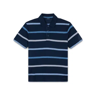 Paul & Shark Polo In Cotton Jaspé Piqué With Striped Pattern In Blu-grigio-azzurro-jeans
