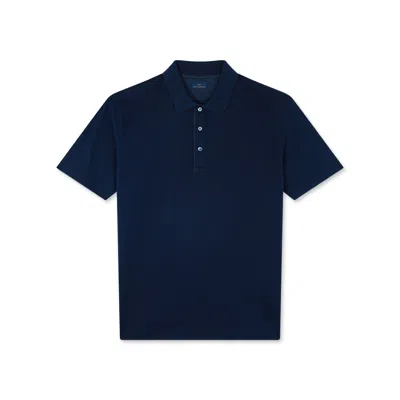 Paul & Shark Polo In Cotone Fine Piqué Con Dettagli In Lino In Blu