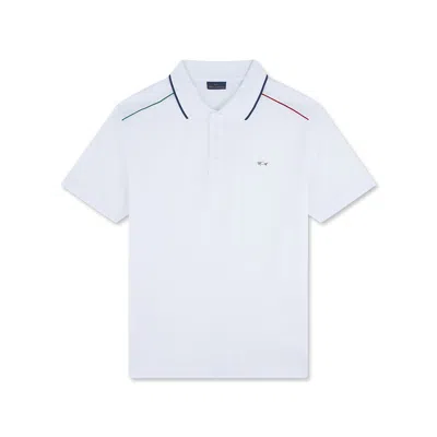 Paul & Shark Polo In Cotone Fine Piqué Con Dettagli Tricolore In Bianco