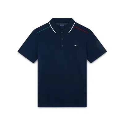 Paul & Shark Polo In Cotone Fine Piqué Con Dettagli Tricolore In Blu