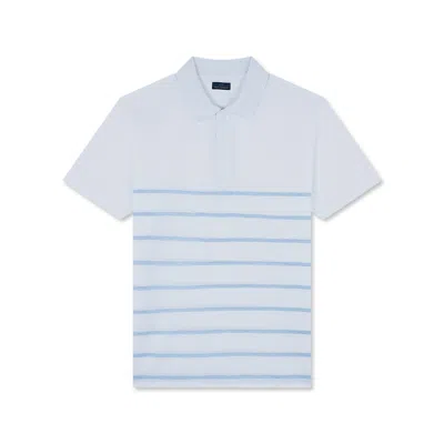 Paul & Shark Polo In Fresco Cotone Con Dettagli In Lino In Bianco-azzurro
