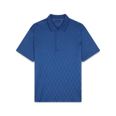 Paul & Shark Polo In Cotone Two Tone Piqué Jacquard In Avio-blu