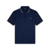 Paul & Shark Polo Shirt In Pearl Cotton Jersey With Reflective Print In Blu