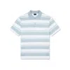 Paul & Shark Polo Shirt In Pearl Cotton With Striped Pattern In Bianco-acqua