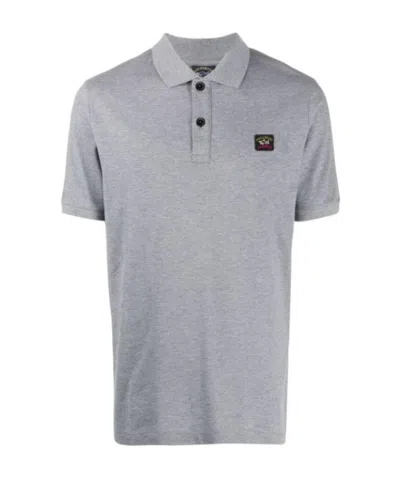 Paul & Shark Polo Shirt With Logo Sticker Cloth In Gray