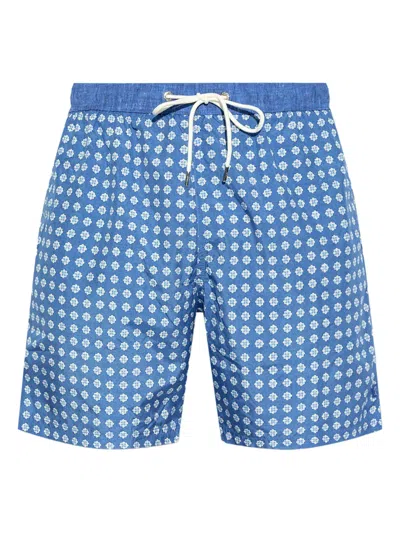 Paul & Shark Printed Swim Shorts In Blue