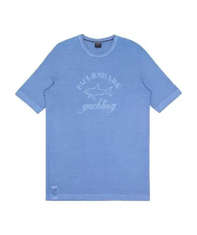 Paul & Shark Printed T-shirt With Round Neck In Blue