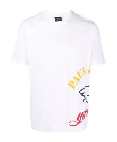 Paul & Shark Printed T-shirt With Round Neck In White