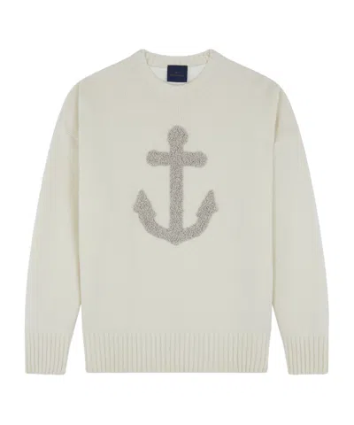 Paul & Shark Re-wool Round-neck Sweater In Milky White