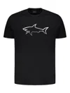 Paul & Shark Reflective Shark-print Cotton T-shirt In Black