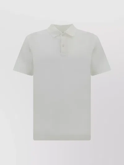 Paul & Shark Ribbed Collar Cotton Polo Shirt Monochrome In White