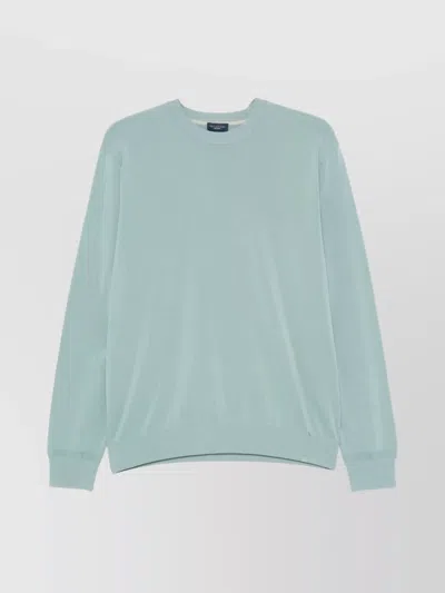Paul & Shark Ribbed Crew Neck Sweater With Long Sleeves In Cyan