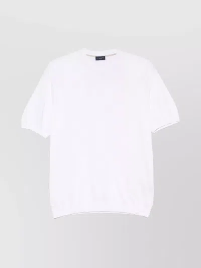 Paul & Shark Ribbed Crew Neck Sweater With Short Sleeves In White