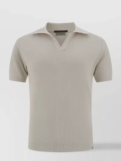 Paul & Shark Ribbed Knit Cotton Polo Shirt In Neutral