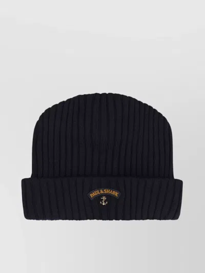 Paul & Shark Ribbed Wool Beanie For Winter