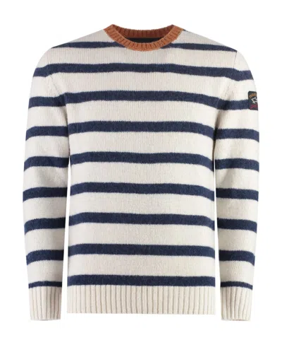 Paul & Shark Round Collar And Long-sleeved Pullover In White