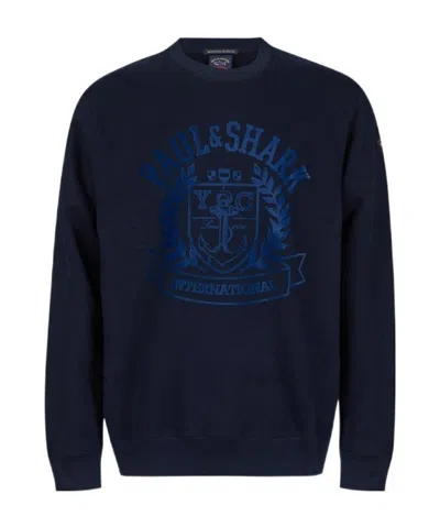 Paul & Shark Round Collar Long Sleeve Sweater In Black