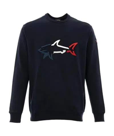 Paul & Shark Round Collar Long Sleeve Sweater In Black