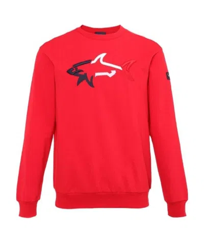 Paul & Shark Round Collar Long Sleeve Sweater In Red