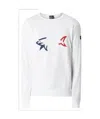 Paul & Shark Round Collar Long Sleeve Sweater In White